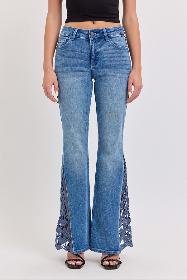 Mid Rise Flare with Crochet Details